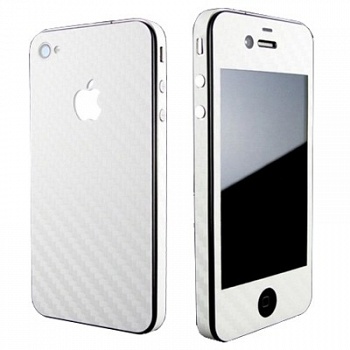 Наклейка для iPhone 4/4S Carbon Silver двухсторонняя