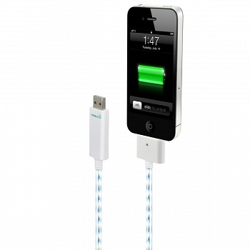 USB кабель Dexim Visible Blue для iPad/iPhone/iPod White